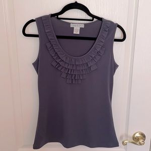 NWOT grey fitted top with ruffle detail